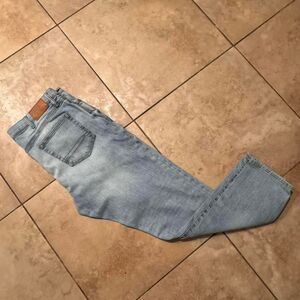 Vintage Tommy Hilfiger Denim Light Wash Jeans 38x32 Distressed Knee